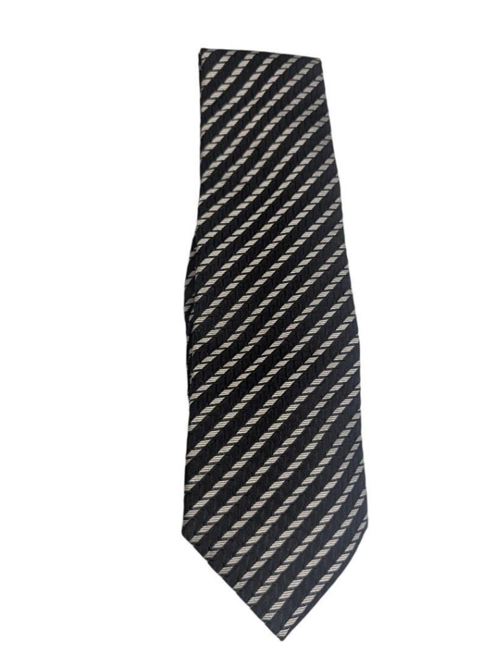 Dolce & Gabbana Classic Black and Silver Diagonal Stripe Tie